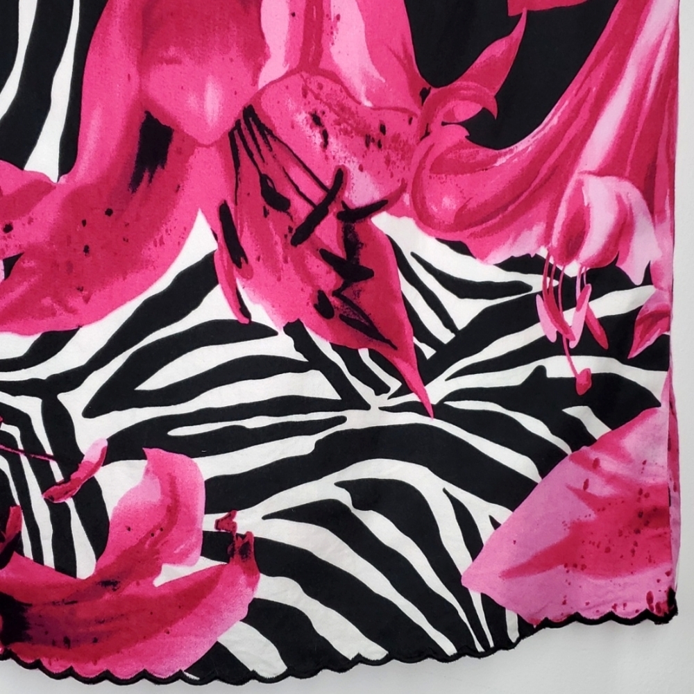 Olivia & Grace Pink Lily Zebra Print Mini Skirt Floral Animal Print Size 8 NWOT - Picture 8 of 13